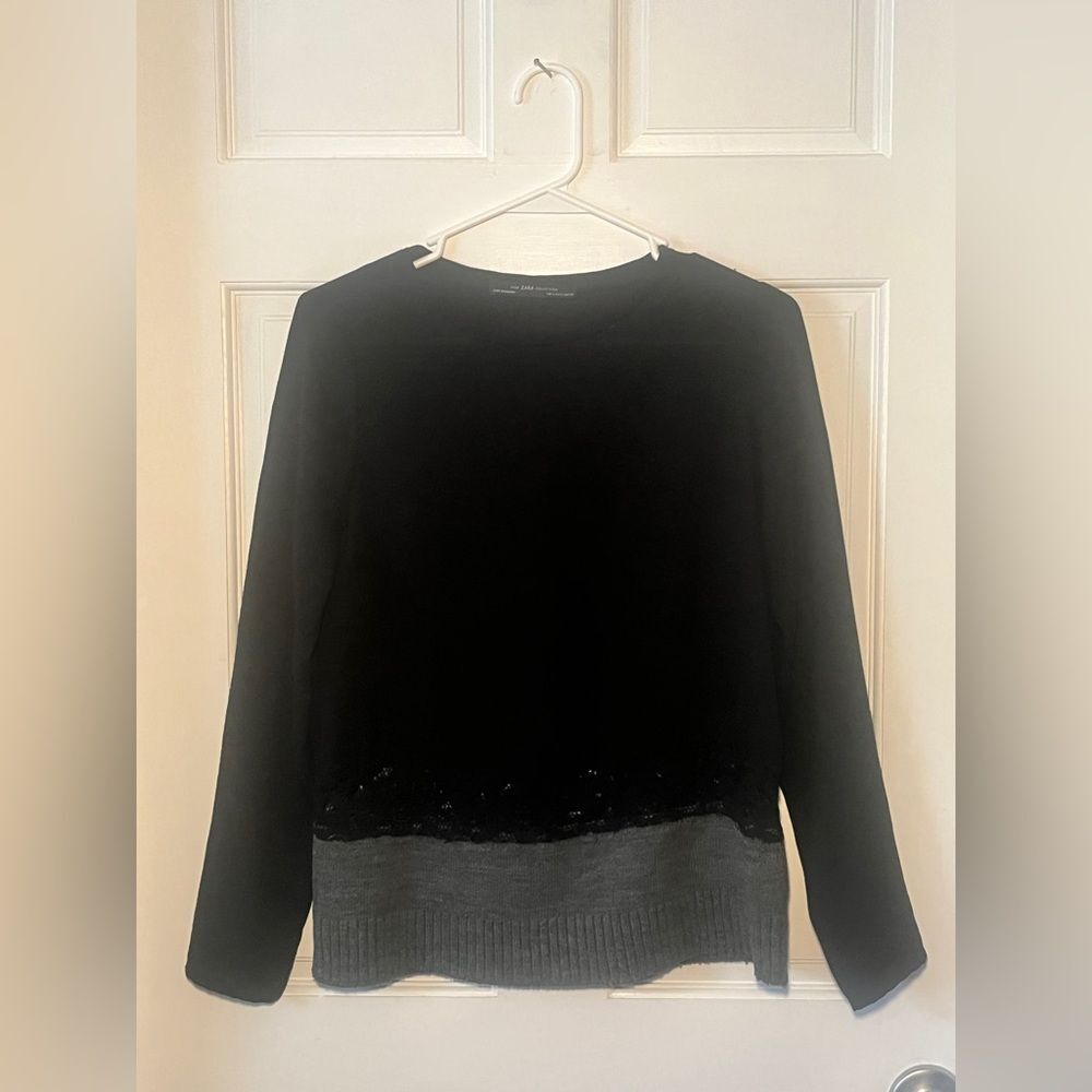 Zara Black and Gray Women's Top